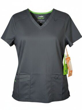Landau Proflex V-Neck Short Sleeve Scrub Top Modern Fit Gray Women’s XS